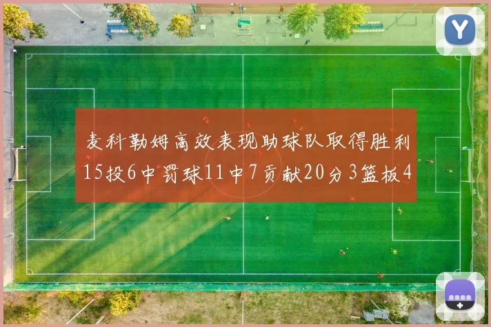 麦科勒姆高效表现助球队取得胜利15投6中罚球11中7贡献20分3篮板4助攻